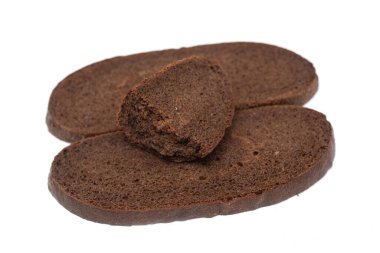 Crust of black bread on a white background