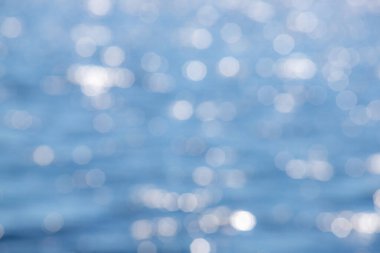 Bokeh abstract blue water background.
