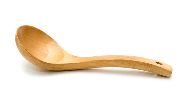 Cucchiaio di legno isolato su sfondo bianco — Foto Stock