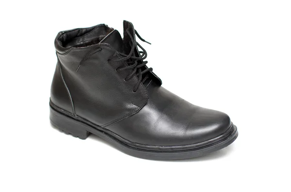 Bottes en cuir noir pour hommes sur fond blanc — Photo