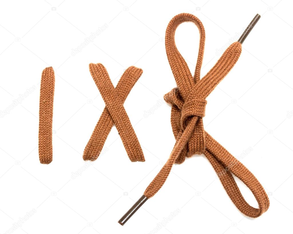 knotted shoelace on a white background