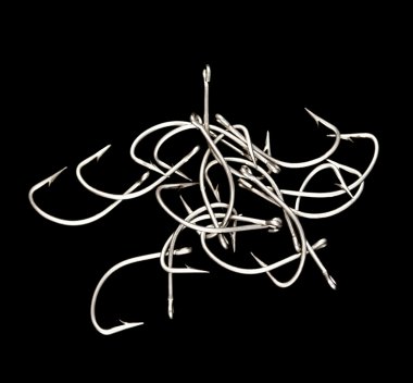 Siyah bir zemin üzerine çelik balıkçılık kanca