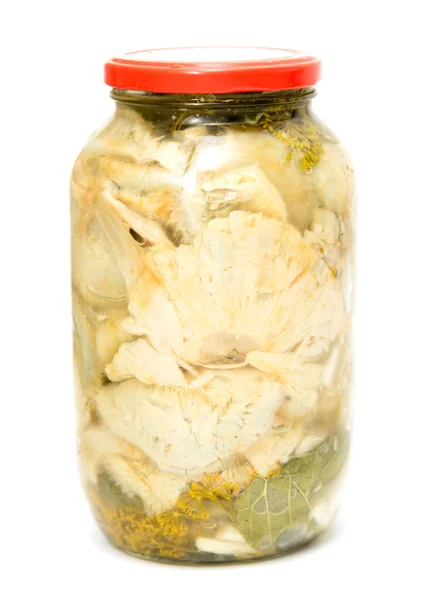 Jar with mushrooms, mushrooms — Stock Photo, Image