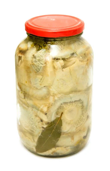 Jar with mushrooms, mushrooms — Stock Photo, Image