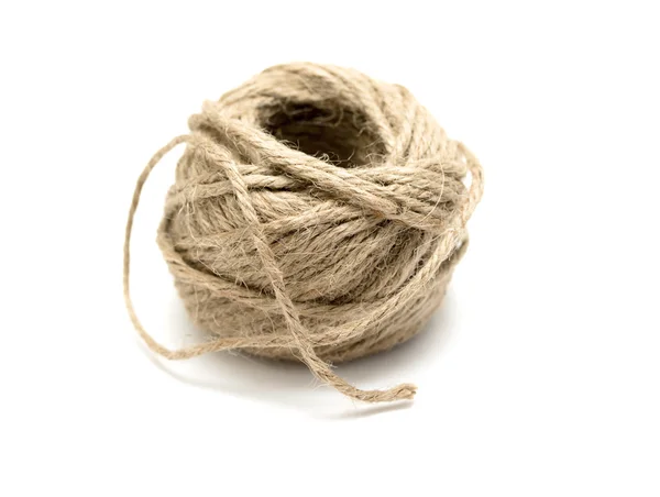 Skein of jute twine on the white background — Stock Photo, Image