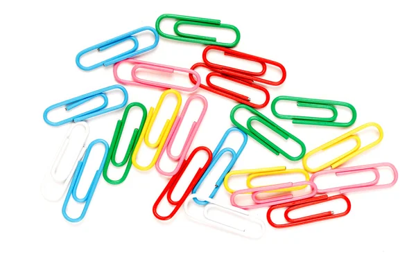 Writing paper clips on a white background — Stock Photo, Image