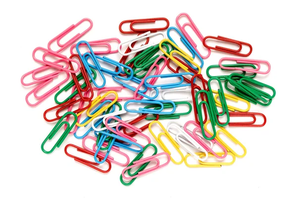 Writing paper clips on a white background — Stock Photo, Image