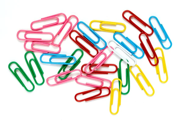 Writing paper clips on a white background — Stock Photo, Image