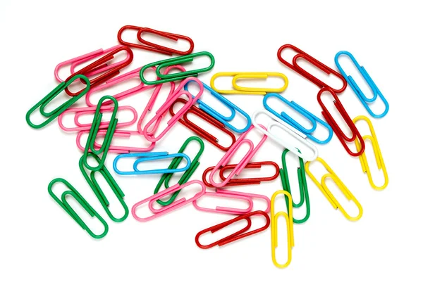 Writing paper clips on a white background — Stock Photo, Image