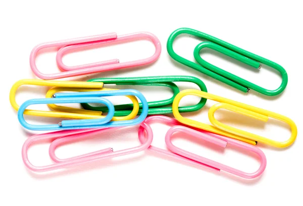 Writing paper clips on a white background — Stock Photo, Image