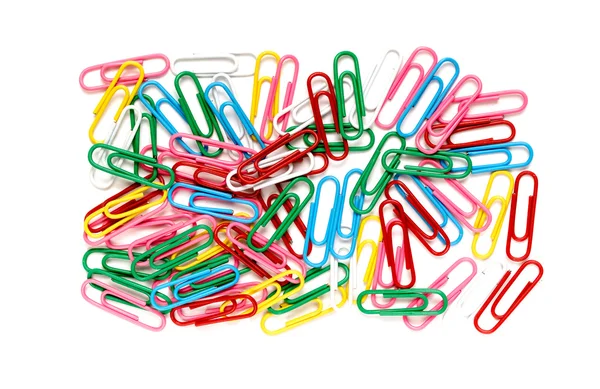 Writing paper clips on a white background Stock Picture