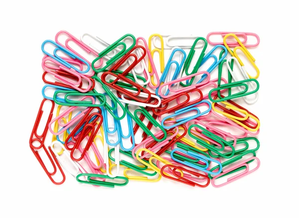 Writing paper clips on a white background Stock Picture