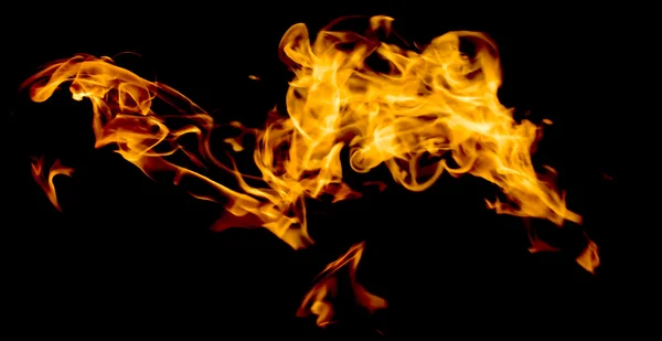 Plameny požáru na černém — Stock fotografie