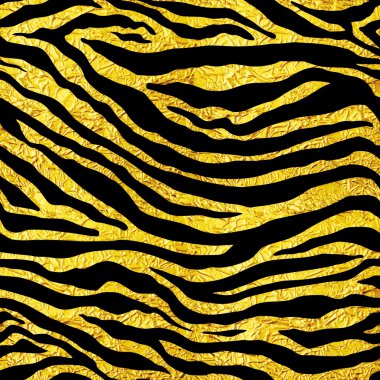 Altın folyo kaplan ya da zebra Dikişsiz desen illüstrasyon