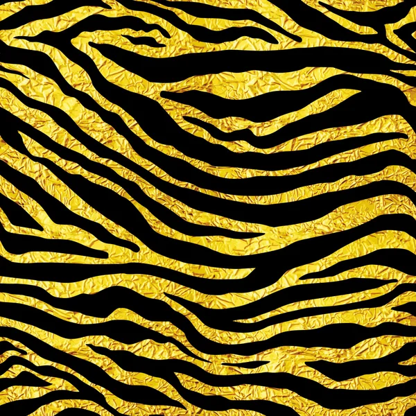 Illustrazione senza cuciture del modello della tigre o della zebra della lamina dorata — Vettoriale Stock