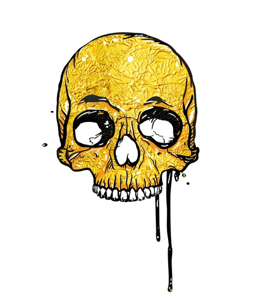黄金の頭蓋骨の図 — ストックベクタ