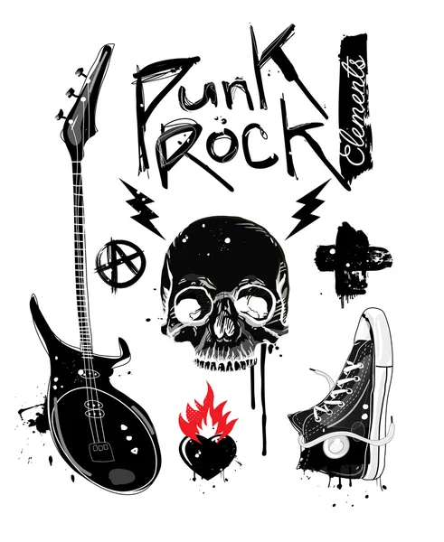 Elementos Punk Rock — Archivo Imágenes Vectoriales