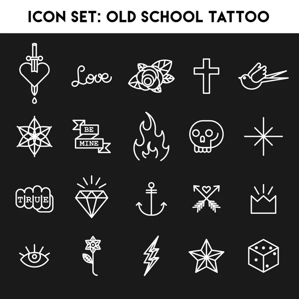 Iconos del tatuaje de la vieja escuela — Vector de stock