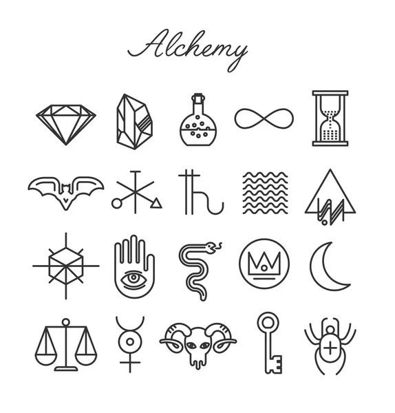 Set de iconos de alquimia — Vector de stock