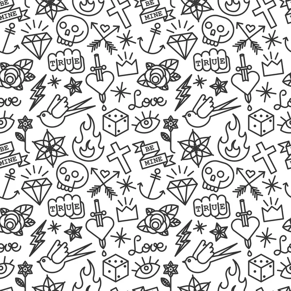 Tetoválás seamless Pattern — Stock Vector