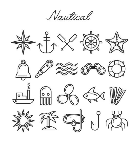 Conjunto de iconos náuticos — Vector de stock