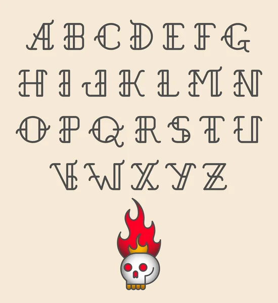 Alphabet tatouage old school — Image vectorielle