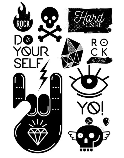 Elementos de música rock — Vector de stock