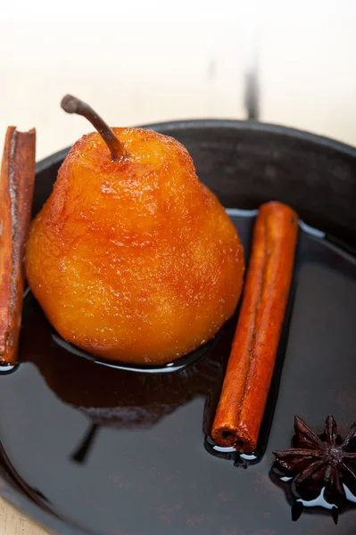 Poached pears delicious home made recipe — Stock Photo, Image