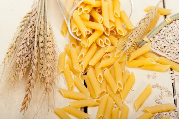 Penne de macarrão italiano com trigo — Fotografia de Stock