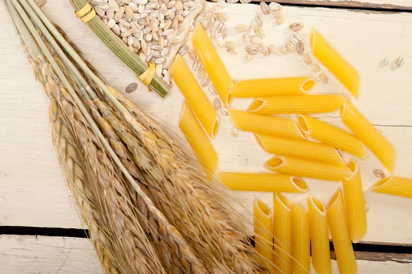 Penne de macarrão italiano com trigo — Fotografia de Stock