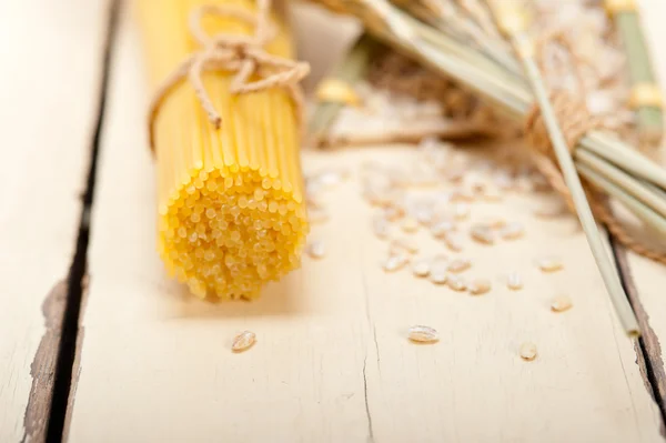 Biologische rauwe Italiaanse pasta en durum tarwe — Stockfoto