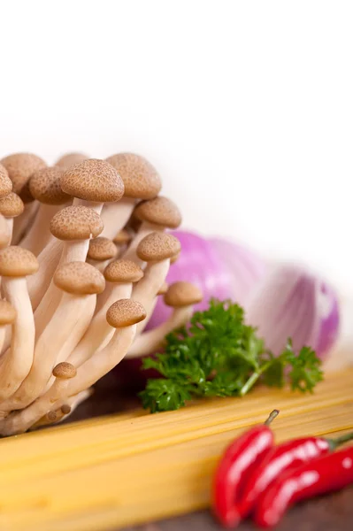 Italian pasta and mushroom sauce ingredients — Stock Photo, Image