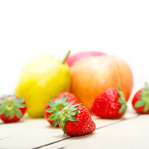 Fresh fruits apples pears and strawberrys — Stock Fotó