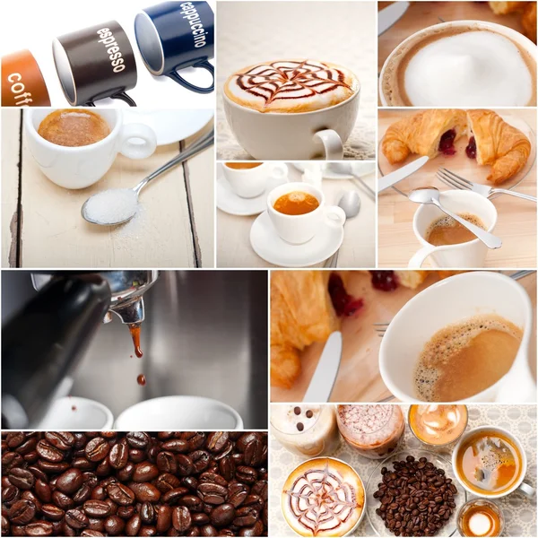 拼贴组成不同的咖啡类型的选择 — 图库照片