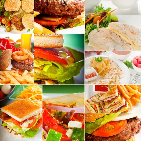 コラージュのハンバーガーとサンドイッチのコレクション — ストック写真