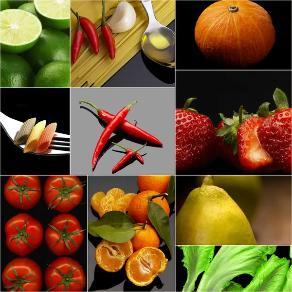 Organic Vegetarian Vegan food collage  dark — Stock Photo, Image