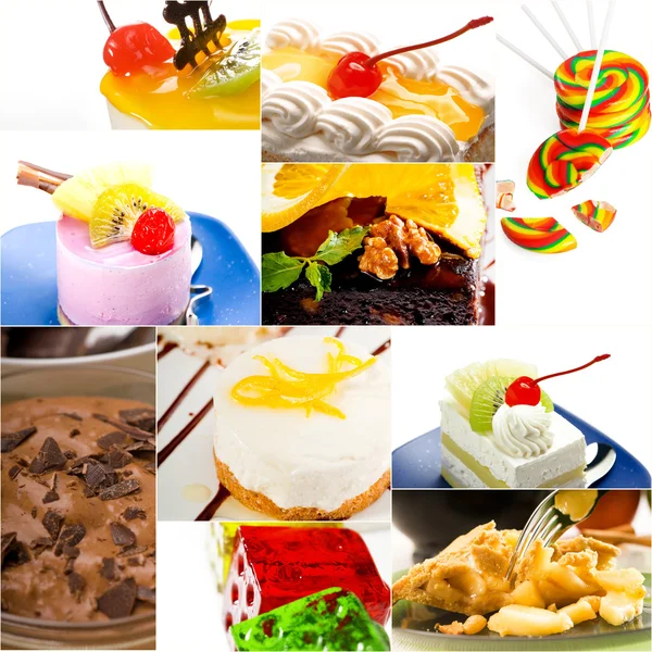 Postre pastel y dulces colección collage —  Fotos de Stock