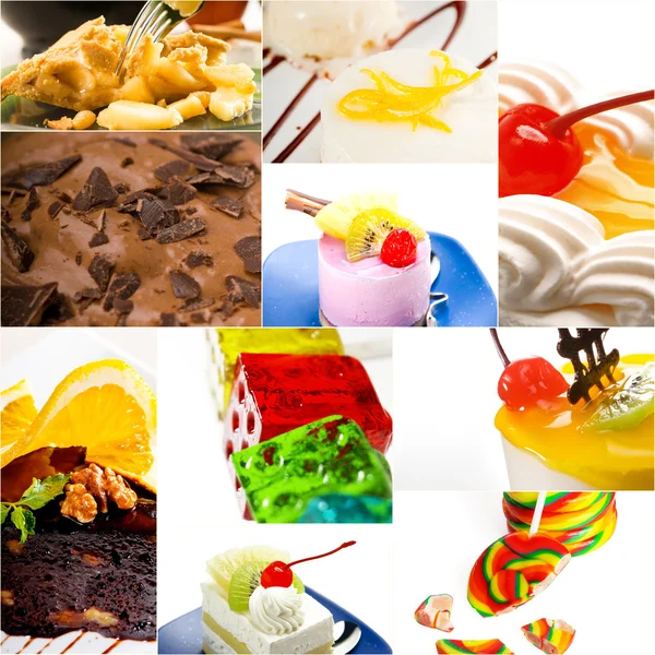 Postre pastel y dulces colección collage —  Fotos de Stock