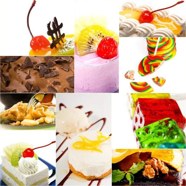 Postre pastel y dulces colección collage — Foto de Stock