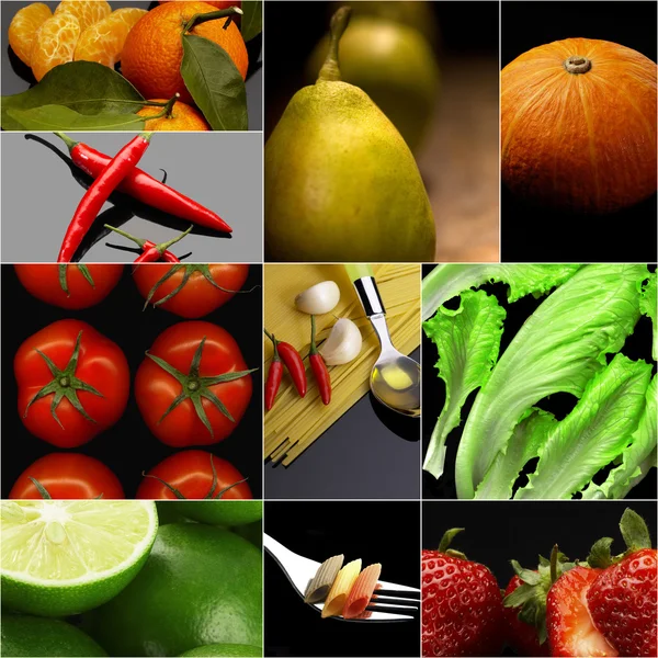 Organic Vegetarian Vegan food collage  dark — Stock Photo, Image
