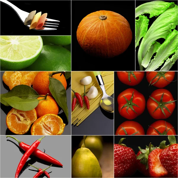 Organic Vegetarian Vegan food collage  dark — Stock Photo, Image