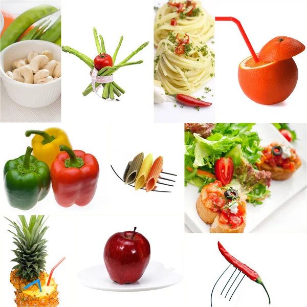 Vegetariano orgánico comida vegana collage humor brillante —  Fotos de Stock