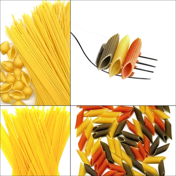 Verschillende soort Italiaanse pasta collage — Stockfoto