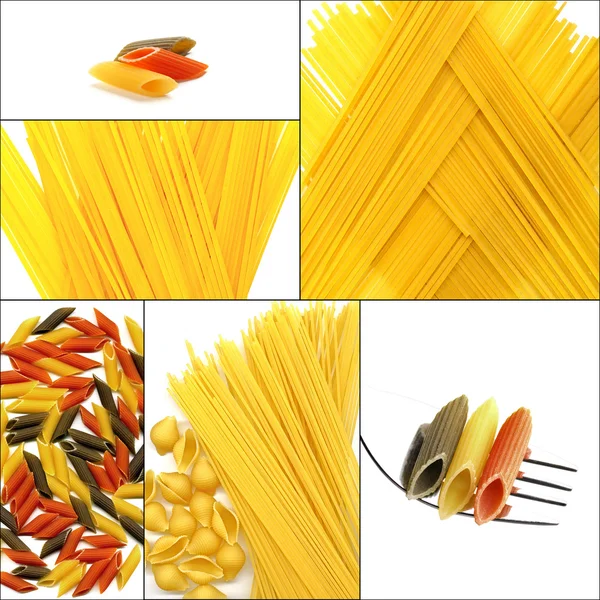 Verschillende soort Italiaanse pasta collage — Stockfoto