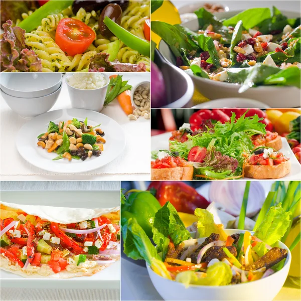 Salade collage samenstelling genest op frame — Stockfoto