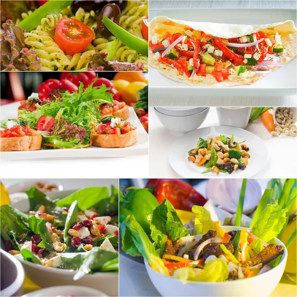 Salade collage samenstelling genest op frame — Stockfoto