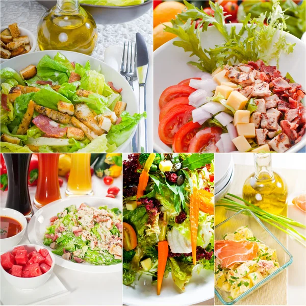 Salat Collage Komposition auf Rahmen geschachtelt — Stockfoto