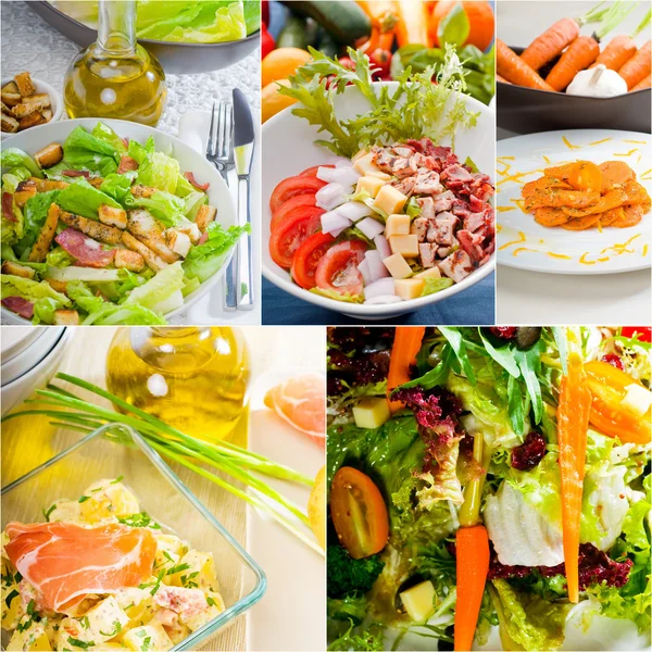 Salade collage samenstelling genest op frame — Stockfoto