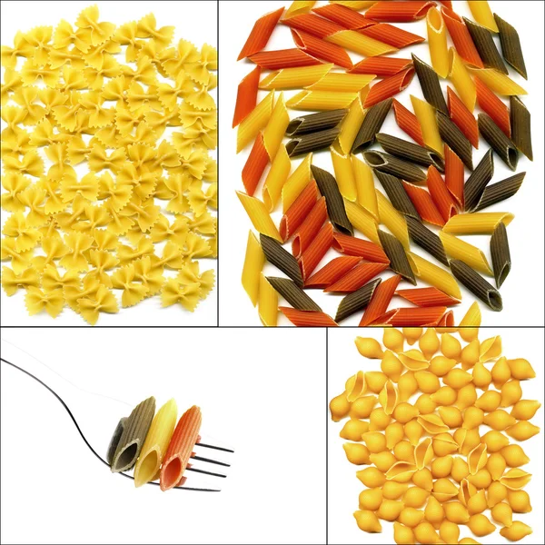 Verschillende soort Italiaanse pasta collage — Stockfoto