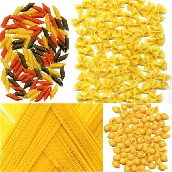 Verschillende soort Italiaanse pasta collage — Stockfoto